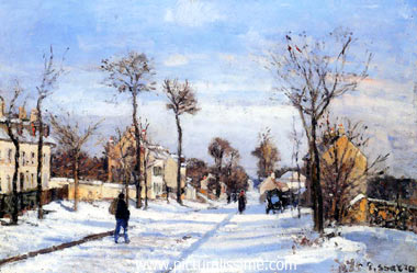 Camille Pissarro rue enneigée etagrave; Louveciennes