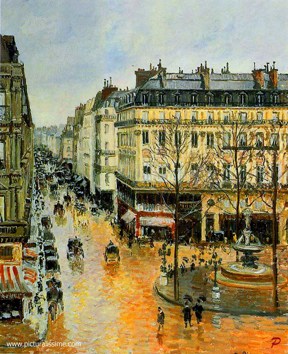 Copie Reproduction de Pissarro rue Saint Honoré après midi effet de pluie