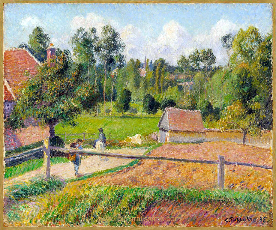 Copie Reproduction de Camille Pissarro Vue de la fen&ecirc;tre de l'artiste &agrave; Eragny