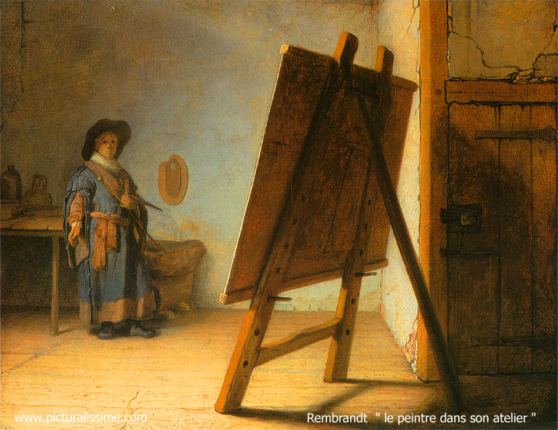 Copie Reproduction Rembrandt le Peintre dans son atelier