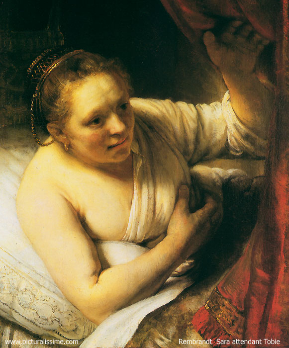 Copie Reproduction Rembrandt Sarah attendant Tobie