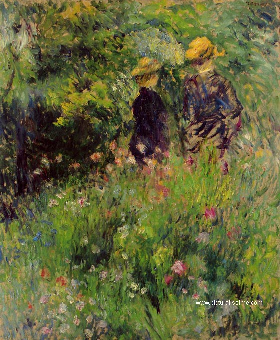 Copie Reproduction Renoir Conversation dans la Roseraie