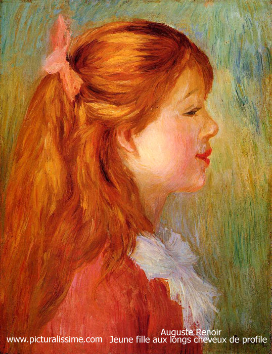 Copie Reproduction Renoir Jeune fille aux longs cheveux de profil