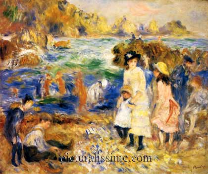 Auguste Renoir enfants sur la plage etagrave; guernesey