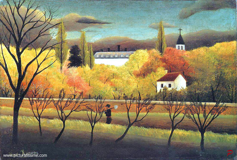 Copie Reproduction Henri Rousseau Paysage avec Fermier