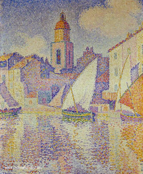 Copie Reproduction Signac le Clocher etagrave; Saint Tropez