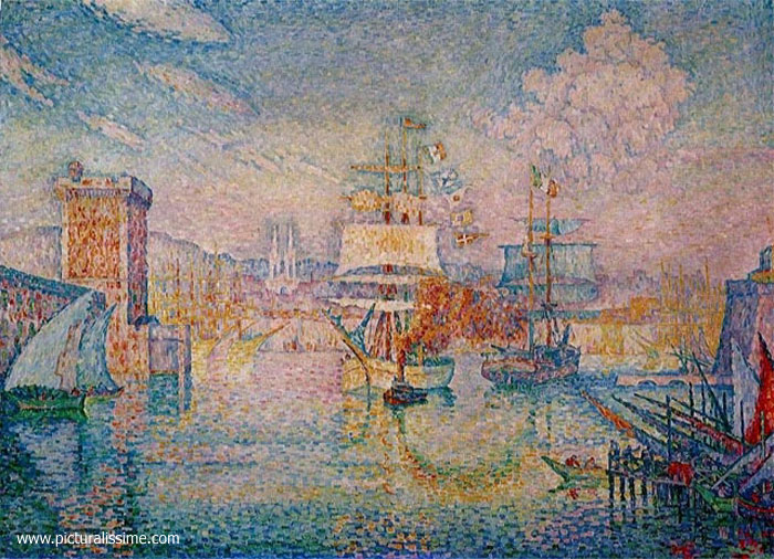 Copie Reproduction Signac l'Entrée du Port de Marseille