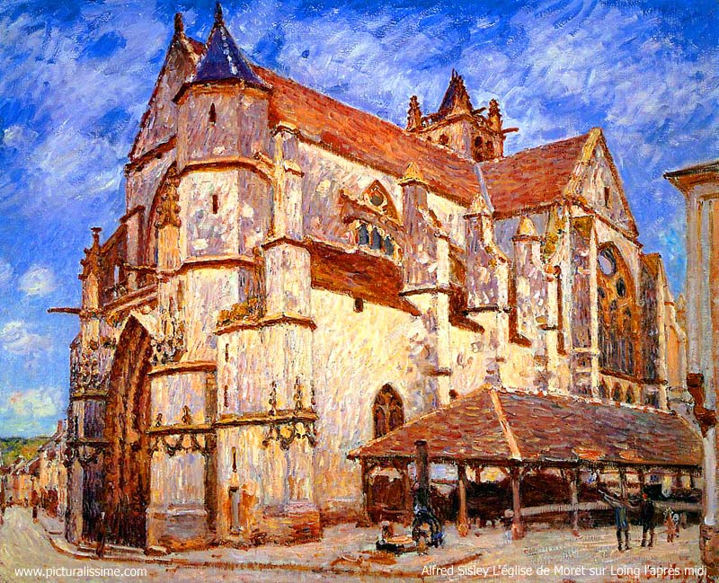Copie Reproduction de Sisley L'église de Moret sur Loing l'après midi