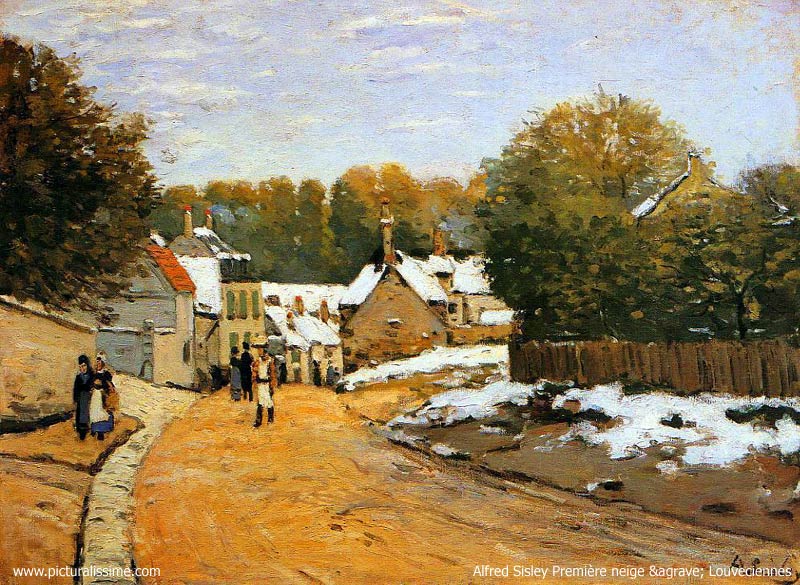 Copie Reproduction de Sisley Première neige etagrave; Louveciennes