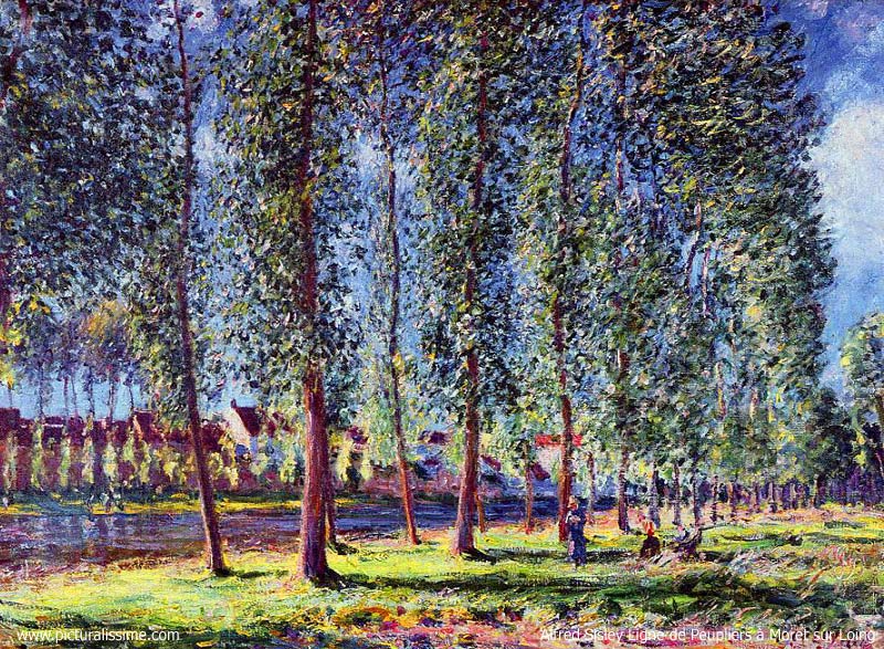 Copie Reproduction de Sisley Ligne de Peupliers etagrave; Moret sur Loing