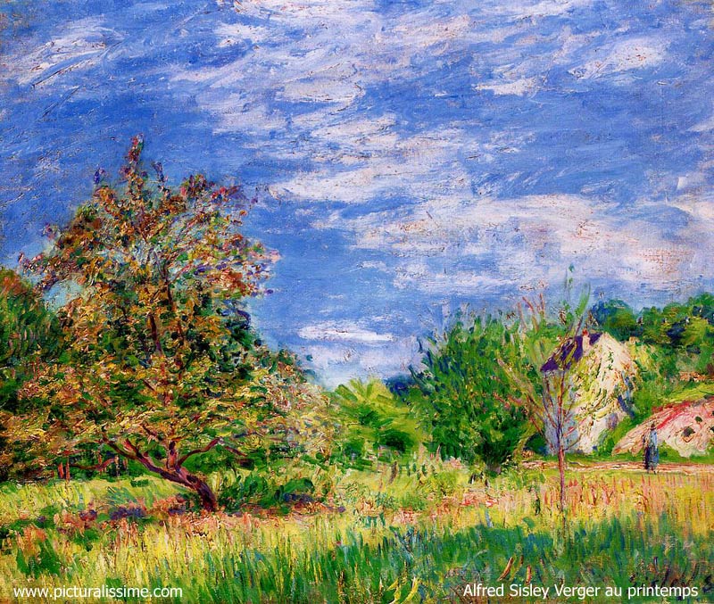 Copie Reproduction de Sisley Verger au printemps