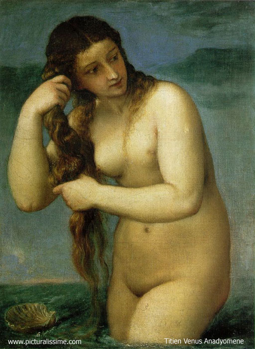 Copie Reproduction Titien Venus Anadyomene Venus sortant de la mer