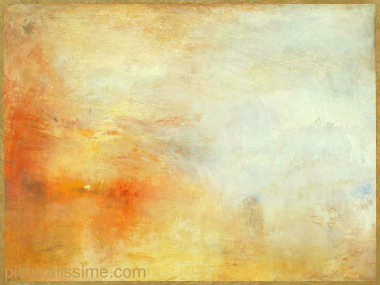 Turner Coucher de soleil sur un lac