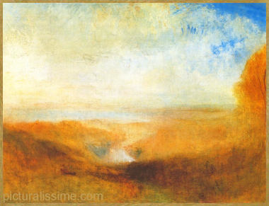 Turner Paysage avec rivière et baie à l'arrière plan