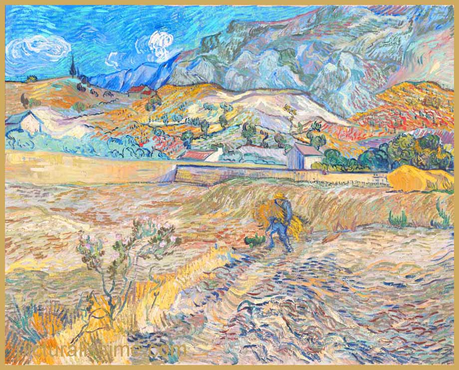 Copie Reproduction Vincent Van Gogh Champ de bl derrire l'hospice de St Paul