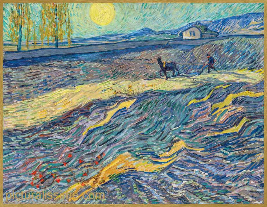 Copie Reproduction Vincent Van Gogh Paysage avec laboureur