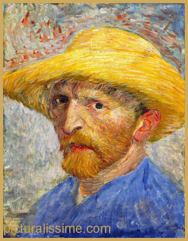Copie Reproduction Van Gogh Autoportrait en Chapeau de Paille 1887 Detroit