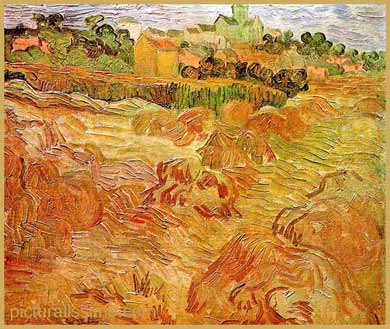 vincent Van Gogh Champ de blés avec Auvers dans le fond