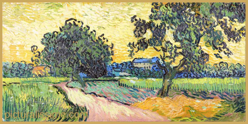 Copie Reproduction Van Gogh Le Chteau d'Auvers au coucher du soleil