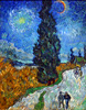 Van Gogh Route avec Cyprès et ciel étoilé
