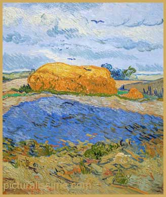 Van Gogh Meule de foin sous un ciel pluvieux