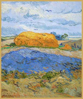 Van Gogh Meule de foin sous un ciel pluvieux