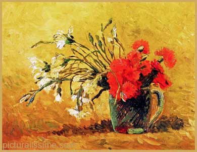 Van Gogh oeillets rouge et blanc