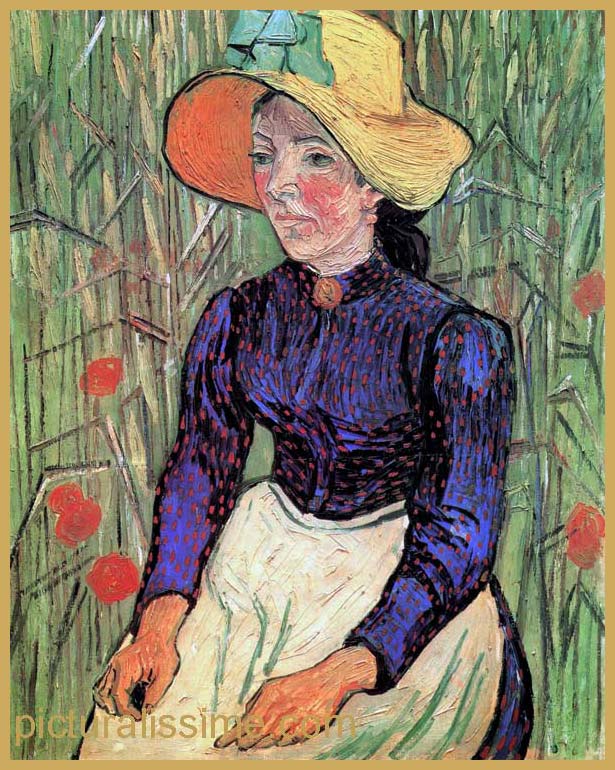 Copie Reproduction Van Gogh Jeune Paysanne avec chapeau de paille