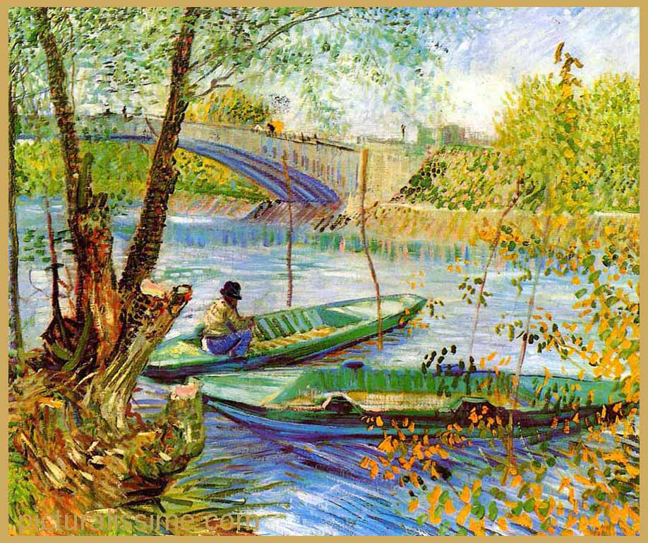 Copie Reproduction Van Gogh la Pêche au printemps au pont de Clichy