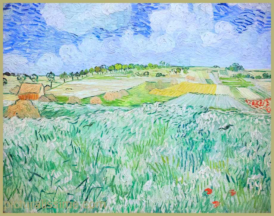 Copie Reproduction Van Gogh La Plaine près d'Auvers avec ciel nuageux