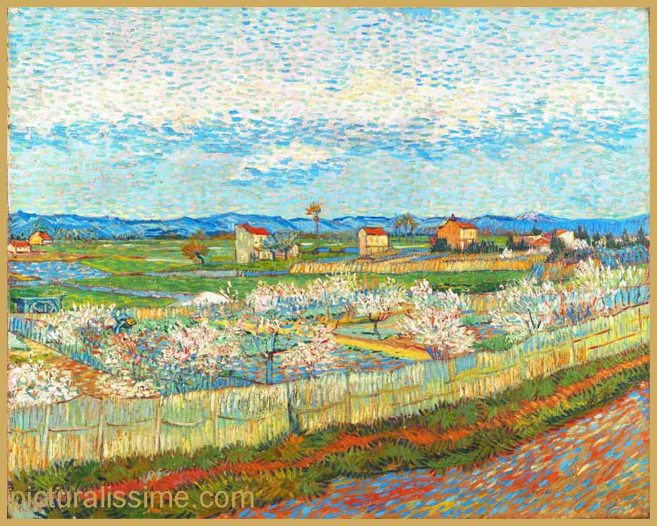 Copie Reproduction Van Gogh La Plaine de la Crau pêchers en fleurs