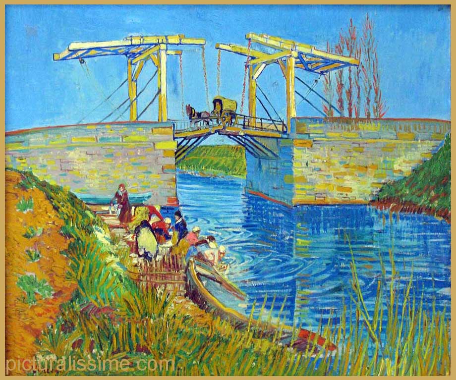 copie reproduction van gogh le pont langlois etagrave; arles aux lavandières