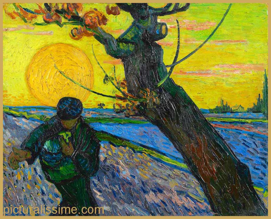 Copie Reproduction Van Gogh le Semeur au coucher du soleil amsterdam