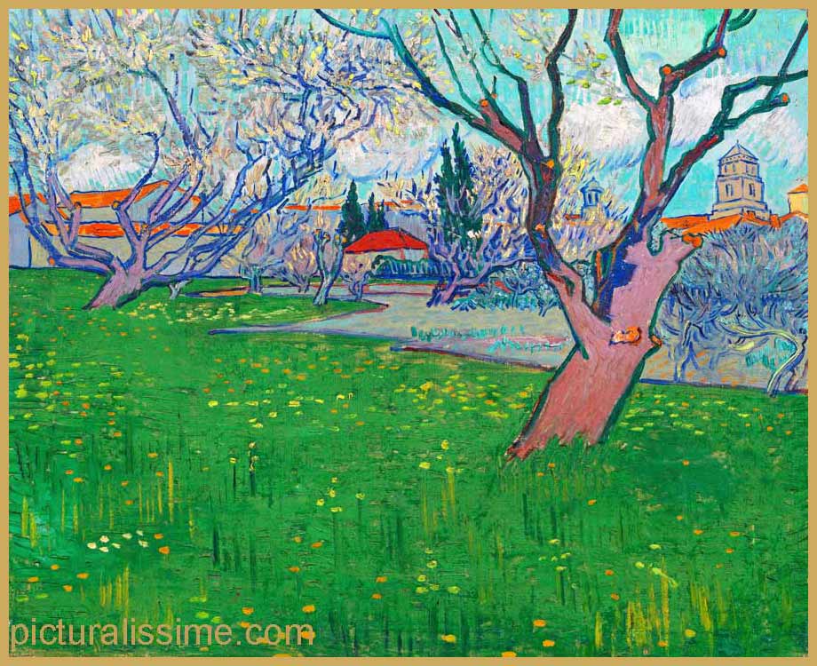 Copie Reproduction Van Gogh Vue d'Arles avec arbres en fleurs