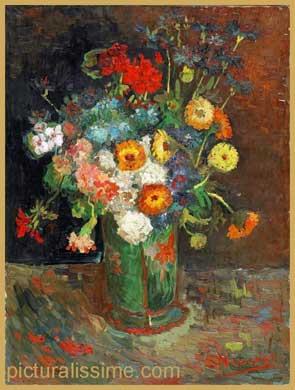 Van Gogh Zinnias et graniums dans un vase