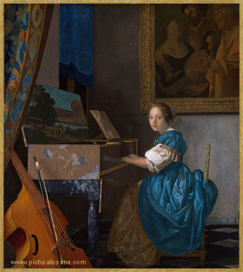 Vermeer Dame assise etagrave; l'épinette