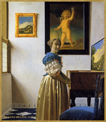 Vermeer Femme debout etagrave; l'épinette