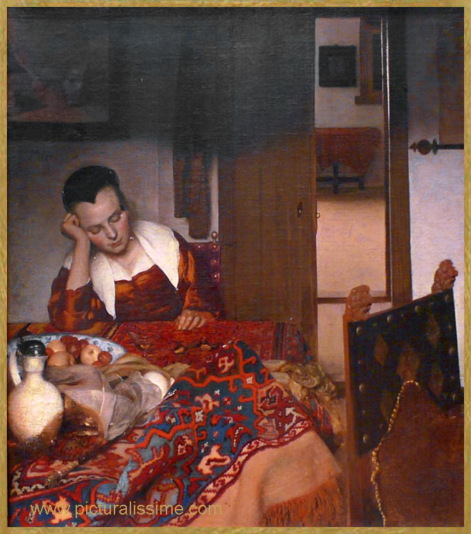 copie reproduction Vermeer Jeune fille endormie