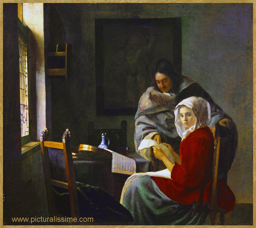 copie reproduction Vermeer la leetccedil;on de musique interrompue