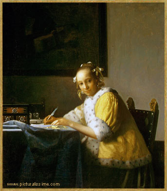 Vermeer Dame écrivant une lettre