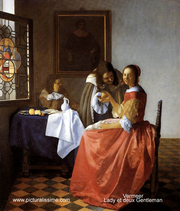 copie reproduction Vermeer la Jeune fille au verre de vin