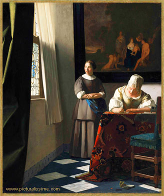 Vermeer Femme écrivant une lettre avec sa servante