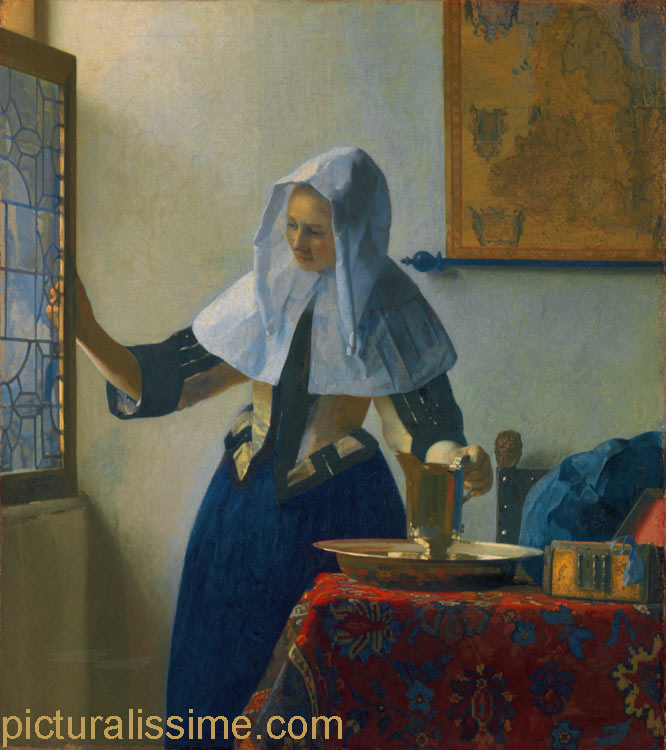 copie reproduction Vermeer Jeune Femme avec un Pichet d'eau