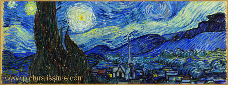 Tableau Célèbre Van Gogh Nuit étoilée Cyprès et village